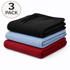 3 Pack Large Unisex Sweatpants Black Ice Blue and Burgundy NWOT